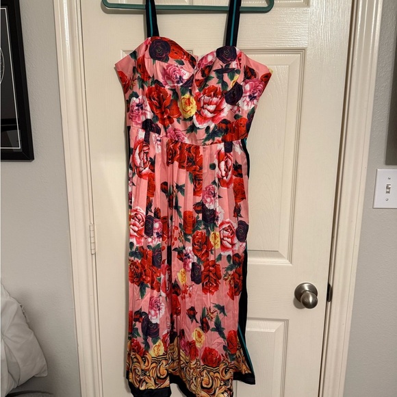 DALIA MACPHEE Bustier Floral Pink Multi Dress medium Stye D1163 - Picture 1 of 4